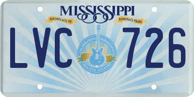 MS license plate LVC726