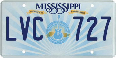 MS license plate LVC727