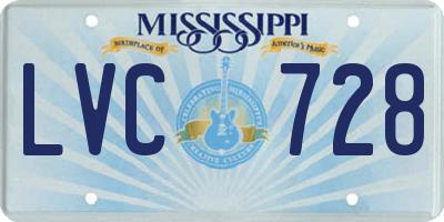 MS license plate LVC728