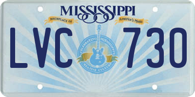 MS license plate LVC730