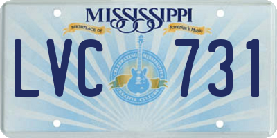 MS license plate LVC731