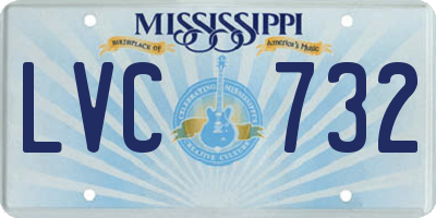 MS license plate LVC732