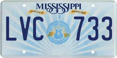 MS license plate LVC733