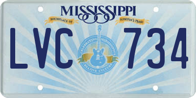 MS license plate LVC734