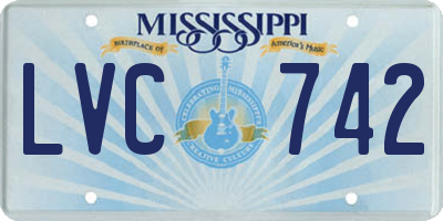 MS license plate LVC742