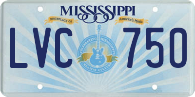 MS license plate LVC750