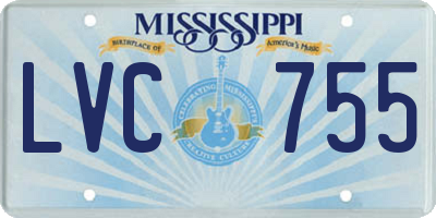 MS license plate LVC755