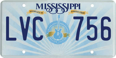 MS license plate LVC756