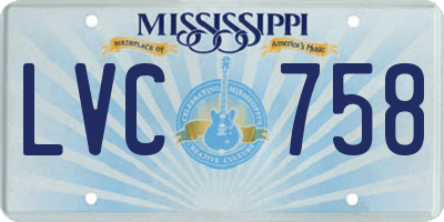 MS license plate LVC758
