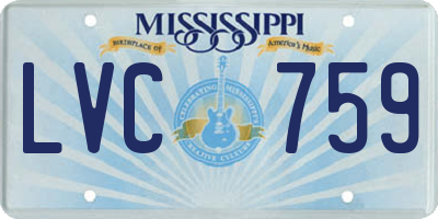MS license plate LVC759