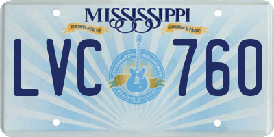 MS license plate LVC760
