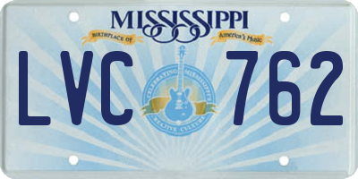 MS license plate LVC762