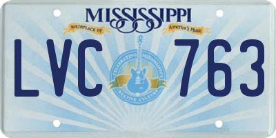 MS license plate LVC763