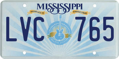 MS license plate LVC765