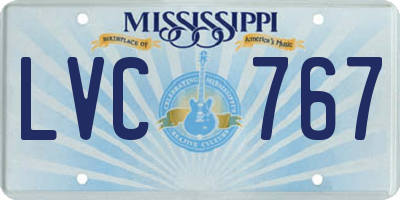 MS license plate LVC767