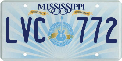 MS license plate LVC772