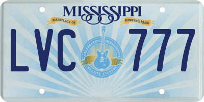 MS license plate LVC777