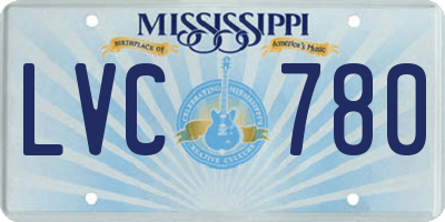 MS license plate LVC780