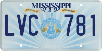 MS license plate LVC781