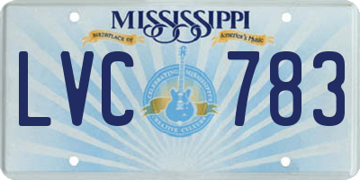 MS license plate LVC783