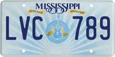 MS license plate LVC789