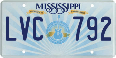 MS license plate LVC792