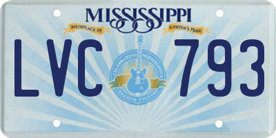 MS license plate LVC793
