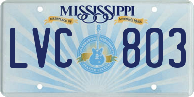 MS license plate LVC803