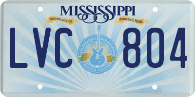 MS license plate LVC804