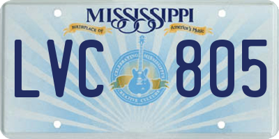 MS license plate LVC805