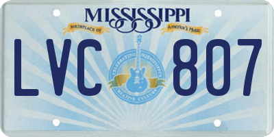 MS license plate LVC807