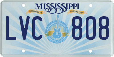 MS license plate LVC808