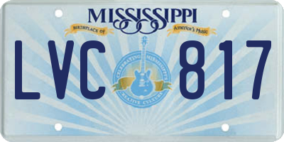 MS license plate LVC817
