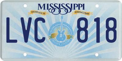 MS license plate LVC818