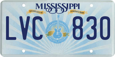 MS license plate LVC830