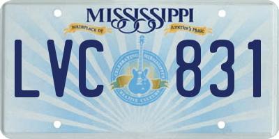 MS license plate LVC831