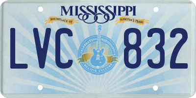 MS license plate LVC832