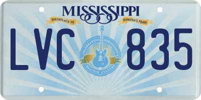 MS license plate LVC835