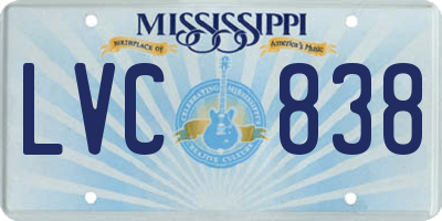 MS license plate LVC838