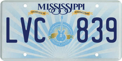MS license plate LVC839