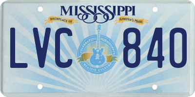 MS license plate LVC840