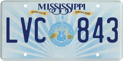 MS license plate LVC843