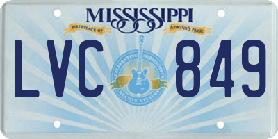 MS license plate LVC849