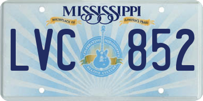 MS license plate LVC852