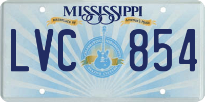 MS license plate LVC854