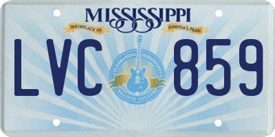 MS license plate LVC859