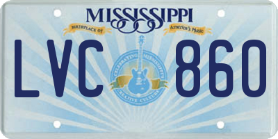 MS license plate LVC860
