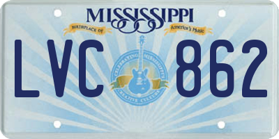 MS license plate LVC862
