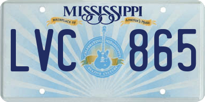 MS license plate LVC865