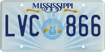 MS license plate LVC866